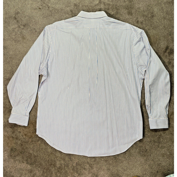 Ralph Lauren Shirt Men 17.5 Classic Fit Cotton 100%Button Down Pink Blue Striped - Picture 4 of 11